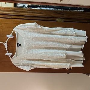 Emma Cream top with lace details with attached liner. Size 3x